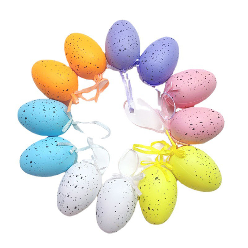 12 pièces, œufs de Pâques, décoration, œufs de Noël suspendus, œufs simulés, œufs mouchetés