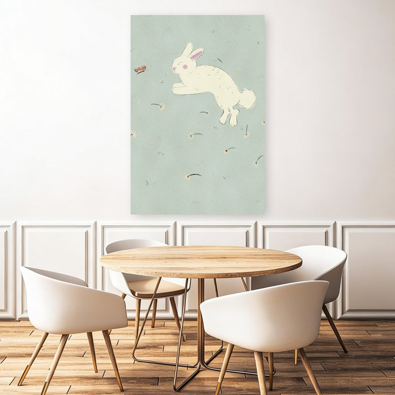 «Houbling Bunny In Daisies Playful Whimsical Abstract Butterfly Daisy Rabbit Nature Spring», art mural