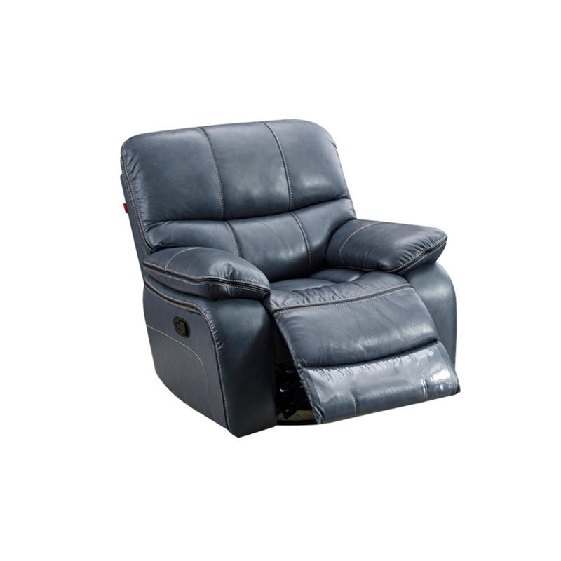 Kyann Recliner, Blue Gray Leather Match