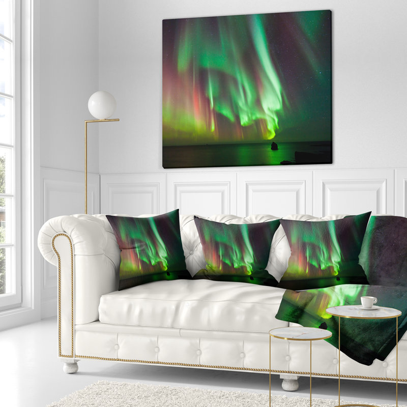 Aurore verte verte - aurore à imprimé abstrait, 18 po x 18 po, Coussin décoratif