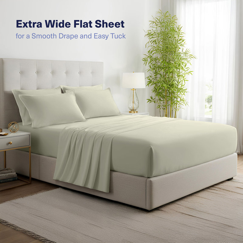 Bedroom 100% Organic Viscose From Bamboo Sheets Set, 300 Thread Count, Cooling Bedding Sheets for Hot Sleepers, Flat, Fitted, Pillowcase