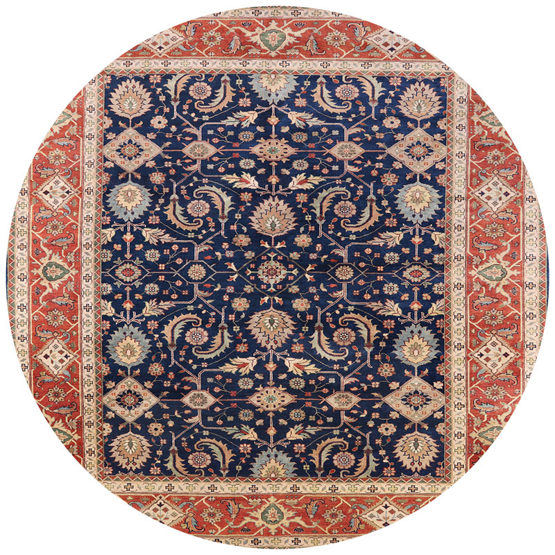 Tapis orange / bleu marine Garp, Rond 6 pi
