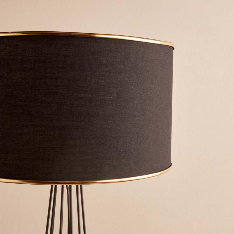 Elegant Floor Lamp, Black Fabric Shade, 56.7 inches Tall | Sturdy 100% Metal Frame | 15.0 inches Diameter Shade | E27 Socket, Max 40W | Perfect for Living Room, Bedroom, or Office | Modern & Stylish Lighting Solution