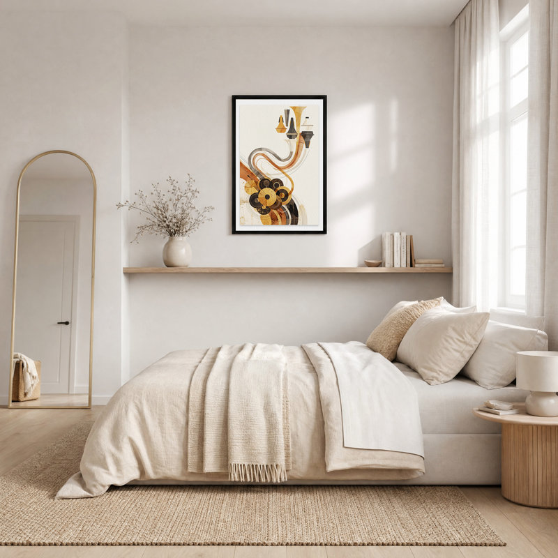 Toile abstraite beige et brune, H 36 po x l 24 po