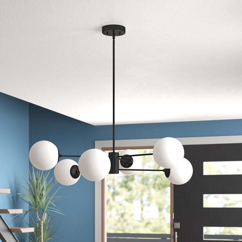 Lustre sphérique unique à 6 lumières Glint, Noir