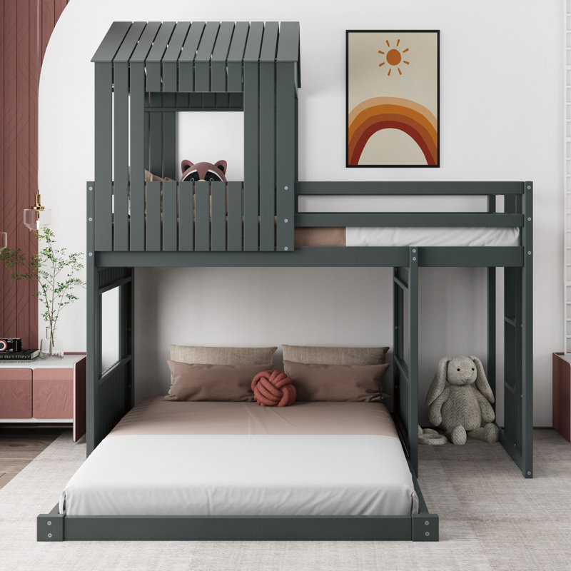 Hummel Kids Twin Over Full Bunk Bed, Gray