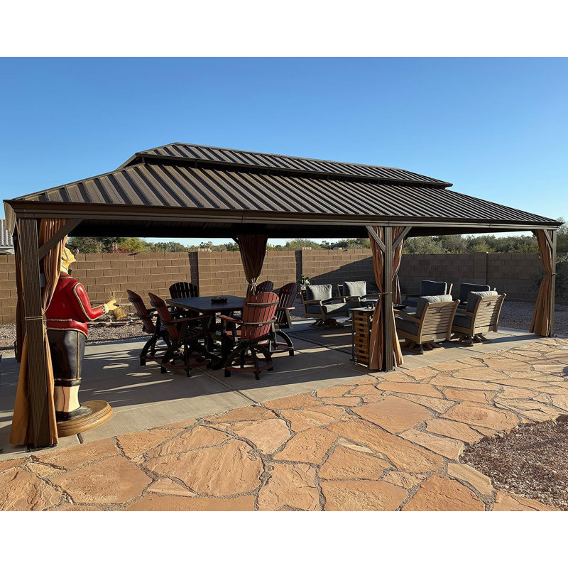 PURPLE LEAF 14' X 28' Outdoor Hardtop Gazebo Aluminum Gazebo With Galvanized Steel Double Roof, 14 (ft) X 28 (ft)