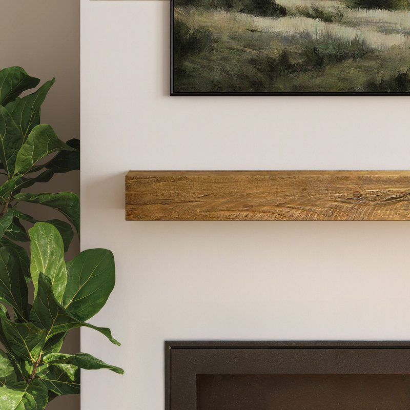 Camden Rustic Fireplace Shelf Mantel, Medium Wood, 72"