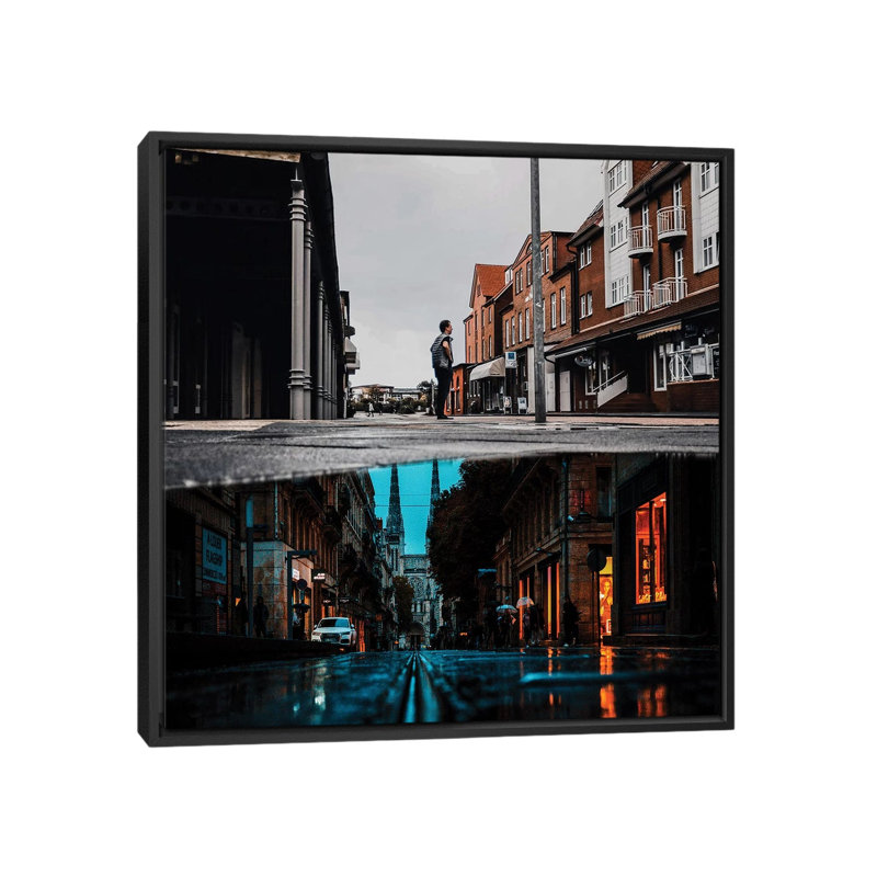Day Vs Night by Paul Haag - Print on Canvas, Black Framed, 45.72 cm H x 45.72 cm W