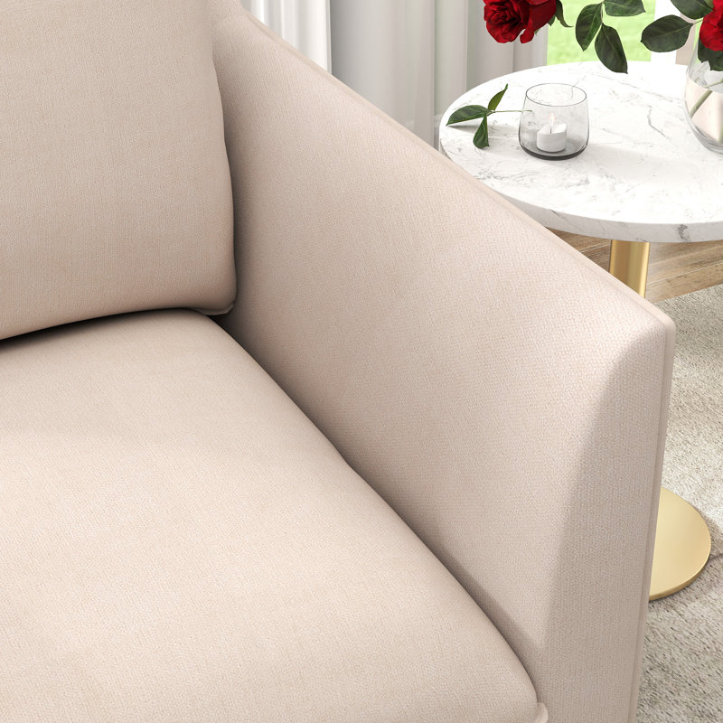 Fauteuil demi-tonneau pivotant en chenille de 29,7 po de largeur avec coussins de siège et de dossier amovibles, Beige