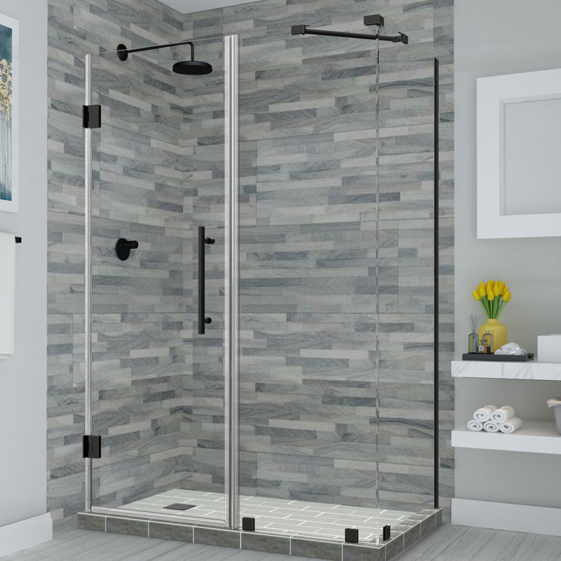 Cabine de douche rectangulaire à charnière sans cadre 44,25 po x 72 po Bromley