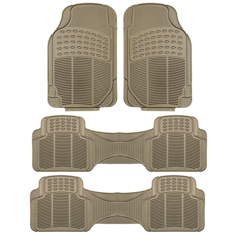 Universal Fit Beige Heavy-Duty Rubber Cargo Floor Mats