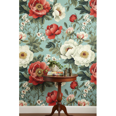 Papier peint floral, décoration murale élégante et rétro