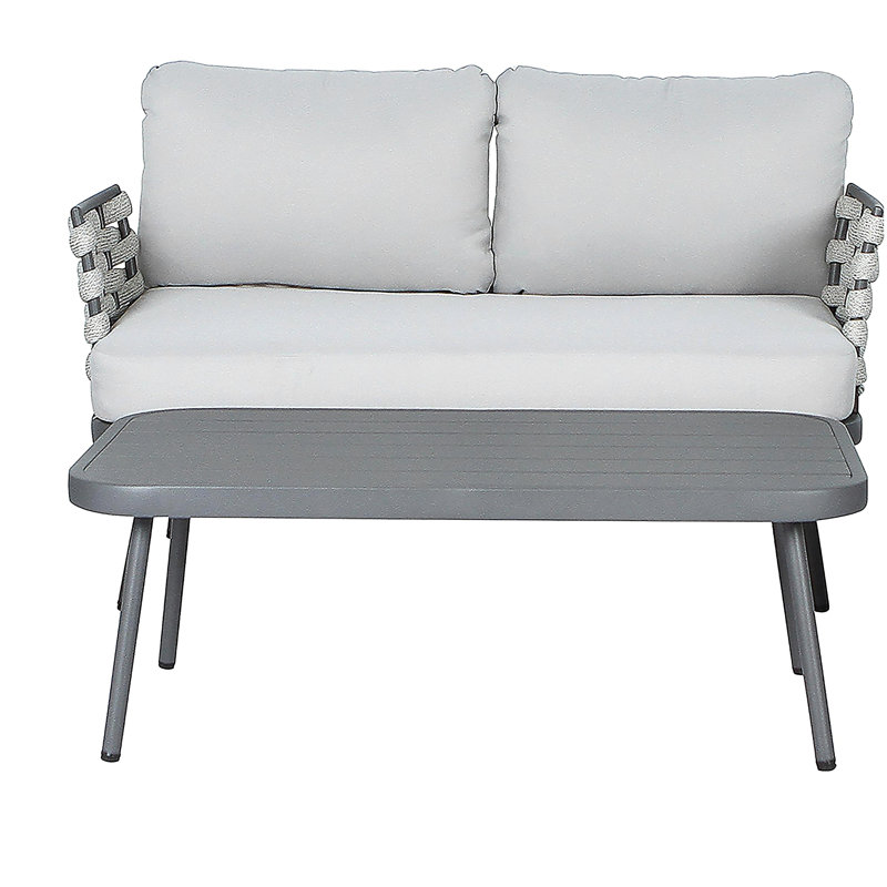 Causeuse et table en acier Mariano, gris, Coussin gris / cadre gris