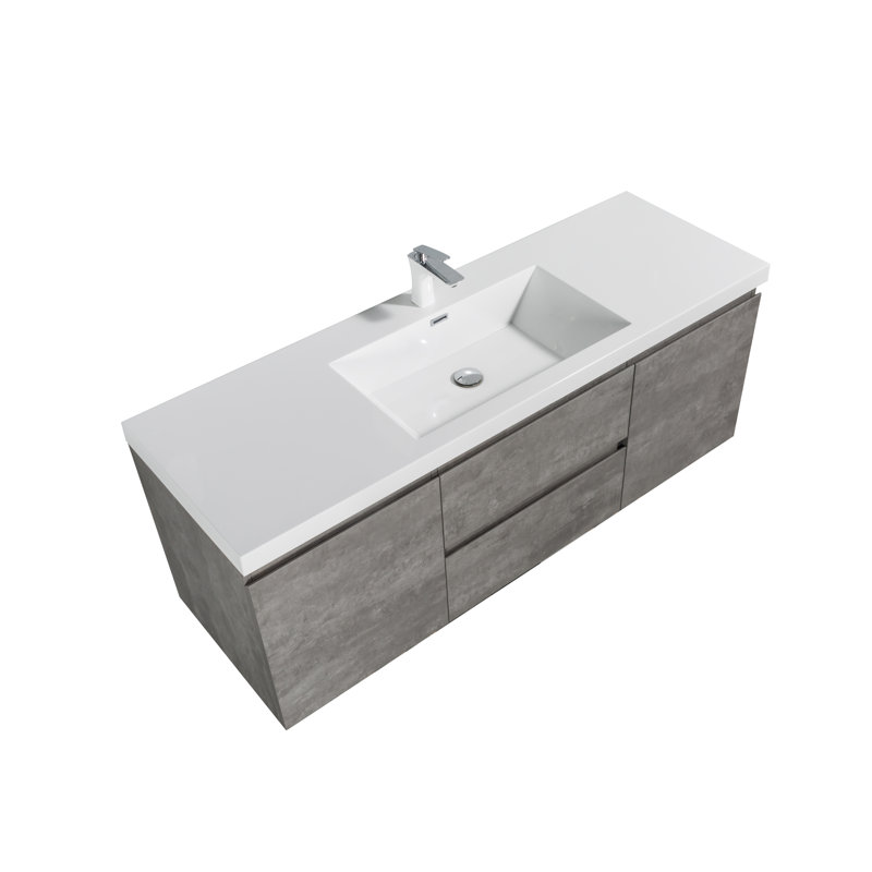 Japhenia 59'' Single Bathroom Vanity with Poly Marble Top