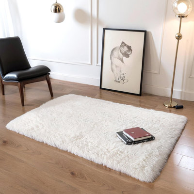 Tapis épais à poils longs crème blanc moelleux 3 x 5 pour chambre de filles, tapis moelleux moelleux à poils longs pour le salon, tapis à poils épais lavable et antidérapant pour enfants, chambre de bébé, chambre de bébé