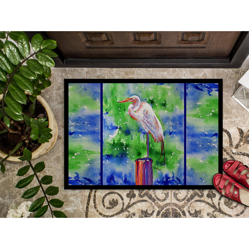 Tapis de porte d’intérieur anti-dérapant aigrette, Rectangle 2 pi x 3 pi