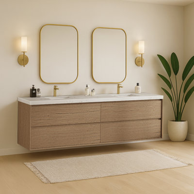 Melihcan 84 Inch Floating Wall-mounted Bahtroom Vanity With Double Sinks