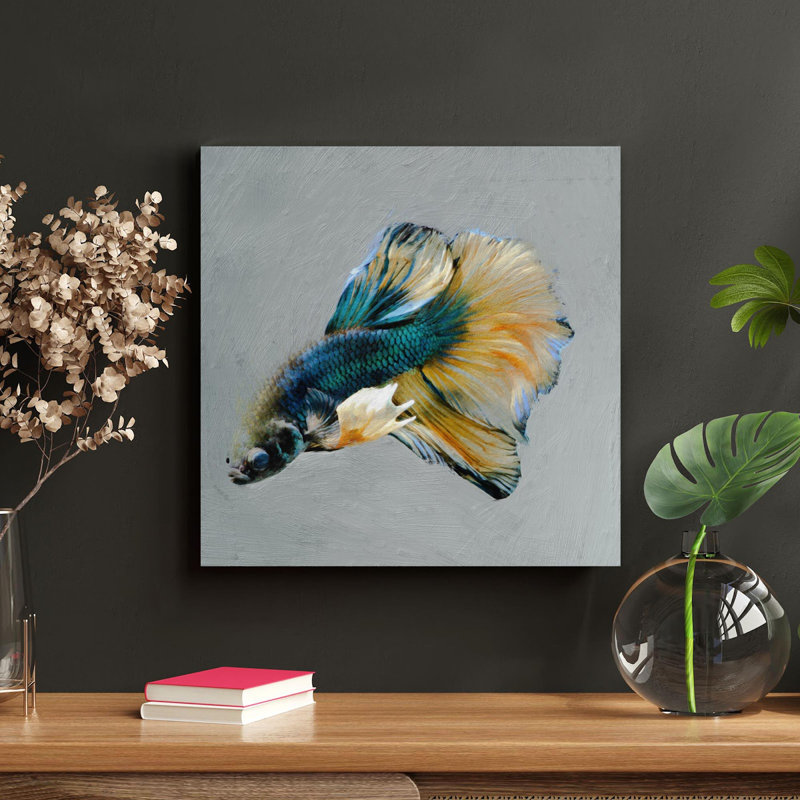 «A Blue Fish With Pretty Tail», reproduction d'art graphique sur toile tendue carrée 1 pièce, L 32 po x H 32 po