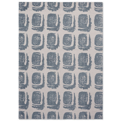Wool Geometric Area Rug in Light Gray/Gray