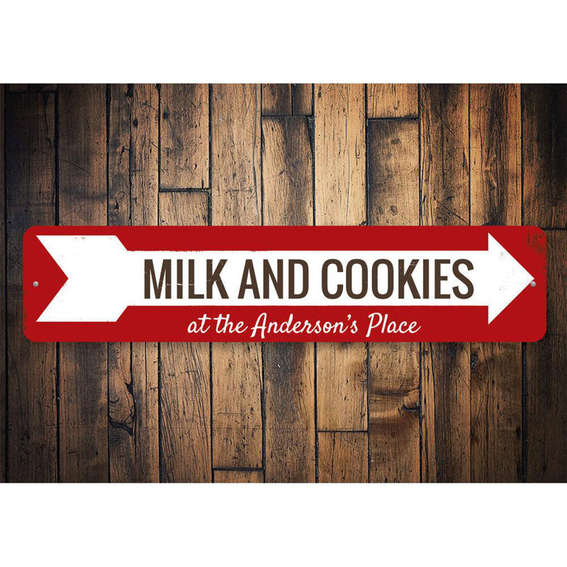 Plaque en aluminium Milk & Cookies, H 4 po x l 18 po x P 0,04 po