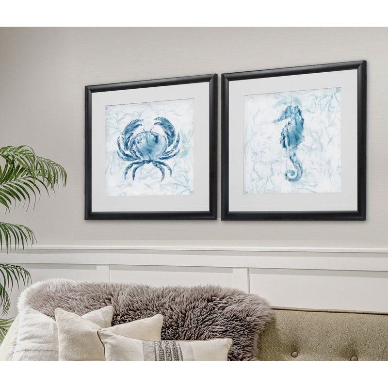 Blue Marble Coast Crab - ensemble de 2 reproductions de cadres photo, Cadre noir