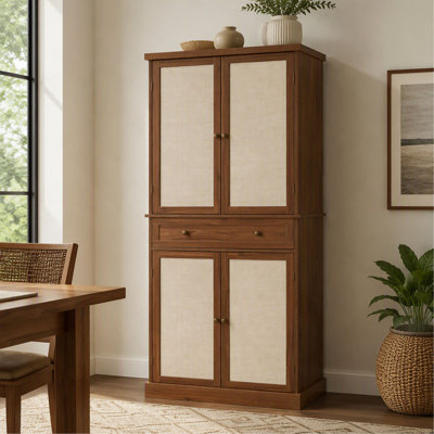 Armoire de rangement à 4 portes avec 1 tiroir et 4 tablettes intérieures réglables, meuble de rangement autoportant pour la maison et le bureau