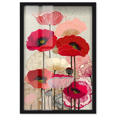 Tapisserie des coquelicots, impression de boîte-cadre décorative par Art Remedy