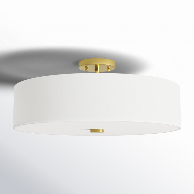 Plafonnier semi-encastré 5 lumières Bazilijus, Blanc cassé, Laiton satiné