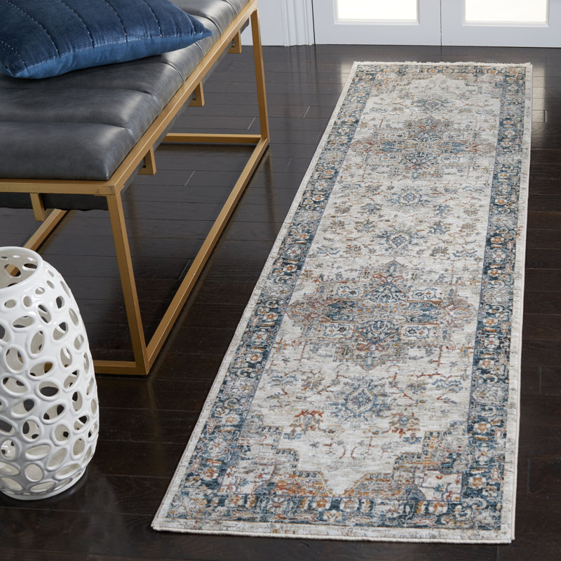 Tapis ivoire / bleu clair Dream 723, Tapis de couloir 2 pi x 8 pi