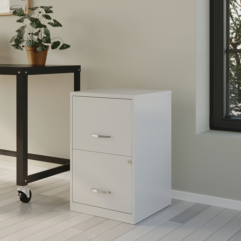 14.25'' Wide 2 -Drawer Steel File Cabinet, Pearl White