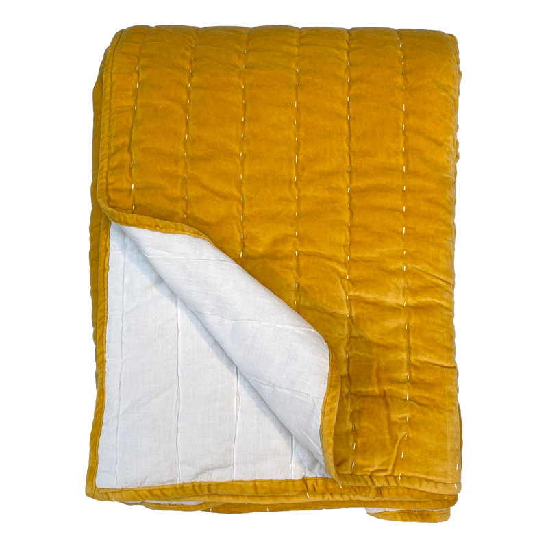 Solid Colour Bedspread, Mustard Gold