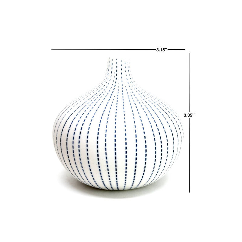 Bargnare Handmade Table Vase, Blue, 3.4" H x 3.2" W x 3.2" D