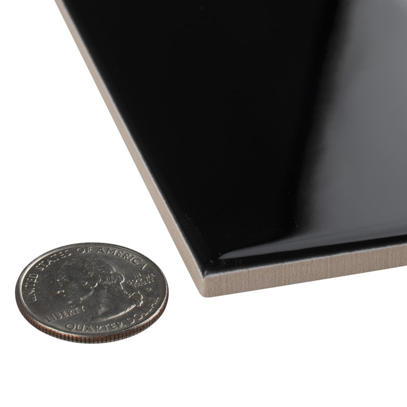 Crown Heights 3" x 6" Ceramic Subway Tile, Glossy Black