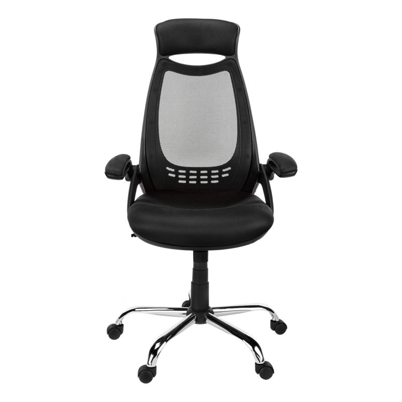 Office Chair, Adjustable Height, Swivel, Ergonomic, Armrests, Computer Desk, Work Mesh, Chrome Metal, Contemporary, Modern