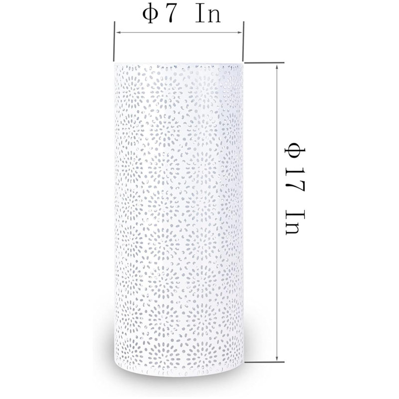 Umbrella Stand Rack For Entryway, Free Standing Metal Umbrella Holder, Round Umbrella Organizer Bin With 3 Hooks White