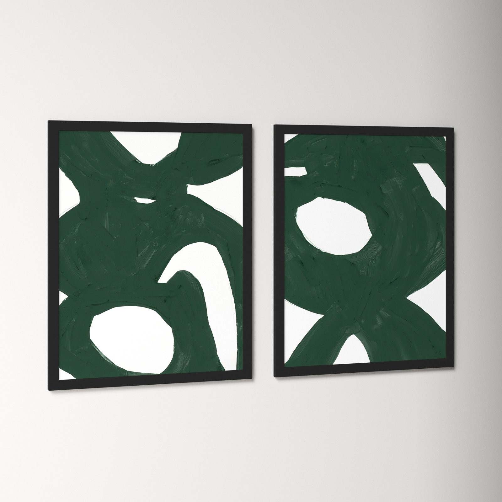 Goodall "Green Harmony" 2-Piece Painting Set, 20" H x 16" W, Black Framed