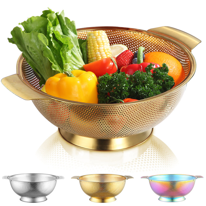 304 acier inoxydable 304 microporeux passoire grande râpe crépine, crépine de cuisine pour laver les légumes, les fruits et le riz