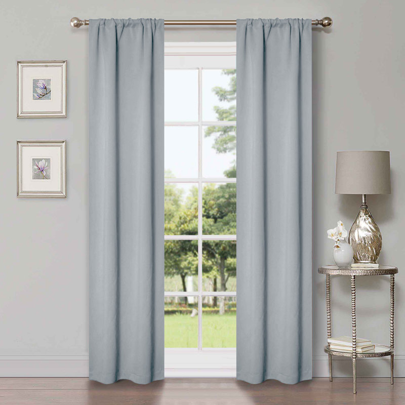 Paire de rideaux obscurcissant avec passe-tringle Moriah Millendon, 26" W x 84" L, Stone Blue