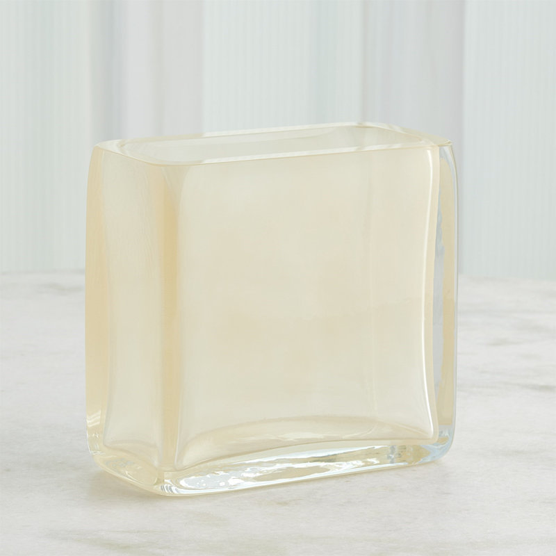 Rectangle Block Vase-Gold-Lg, 9.25" H x 9.75" W x 4.75" D