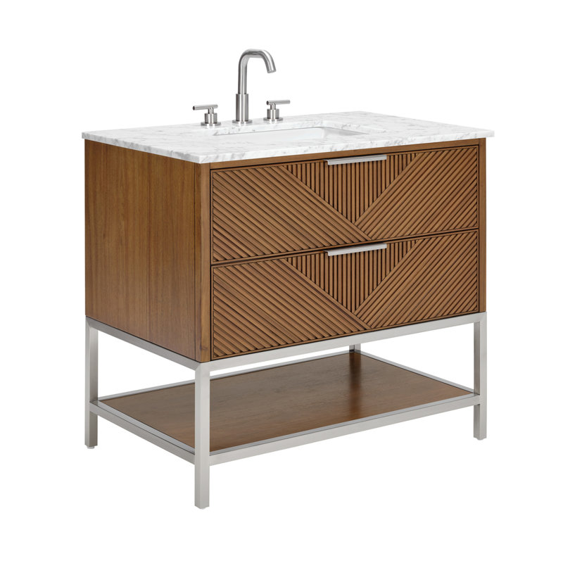 Diamond 36'' W Single Vanity, Charcoal Black, Brushed Nickel, Calacatta Quartz