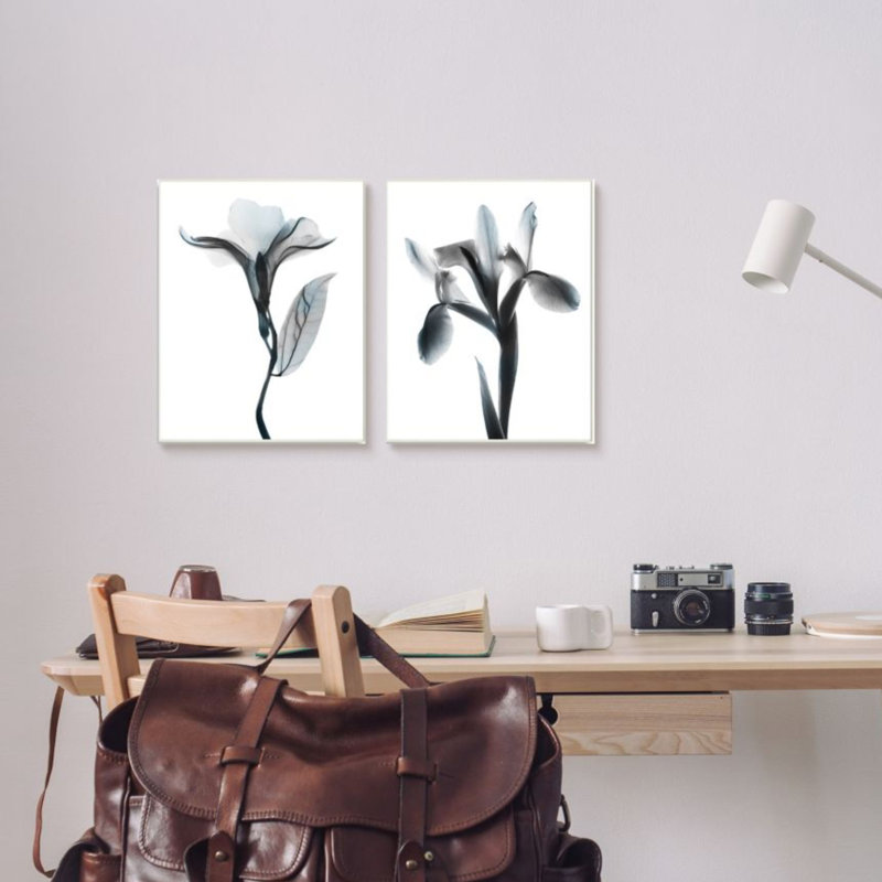 «Opaque Oleander Silhouette Minimal Nautical Floral» par Albert Koetsier - ensemble de 2 reproductions d'art, Plaque murale