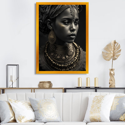Cronan, reine afro-américaine avec bijoux traditionnels, impression sur toile