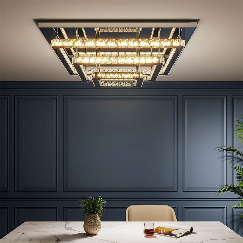 Hurst Glass LED Flush Mount, 18cm H x 60cm W x 60cm D, Warm White