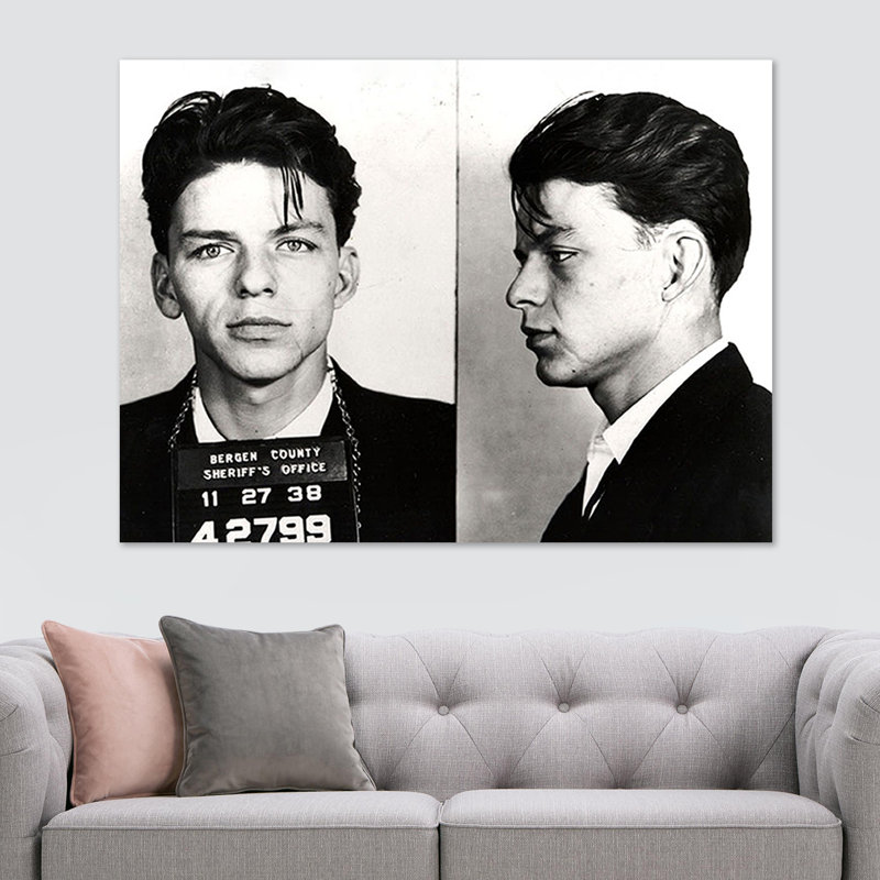 Frank Sinatra Police Mugshot - No Frame Print on Canvas, 61cm H x 81.3cm W x 3.8cm D