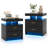 Ivy Bronx Led Nightstand Set Of 2 With 2 Storage Drawers Adjustable Light Mode Remote Control