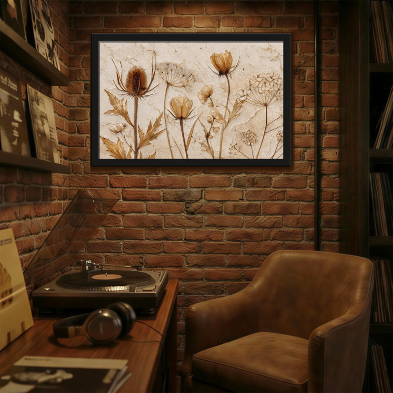 Plantes et fleurs fleurs séchées sur fond texturé, H 12 po x l 18 po