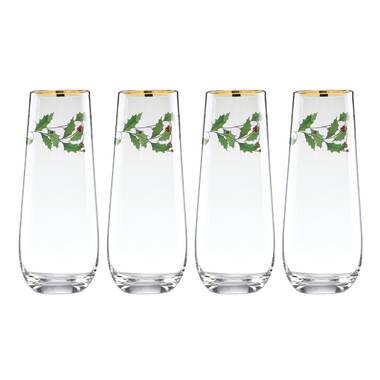 Lenox Holiday Holly 4-Piece Balloon Wine Glass Set