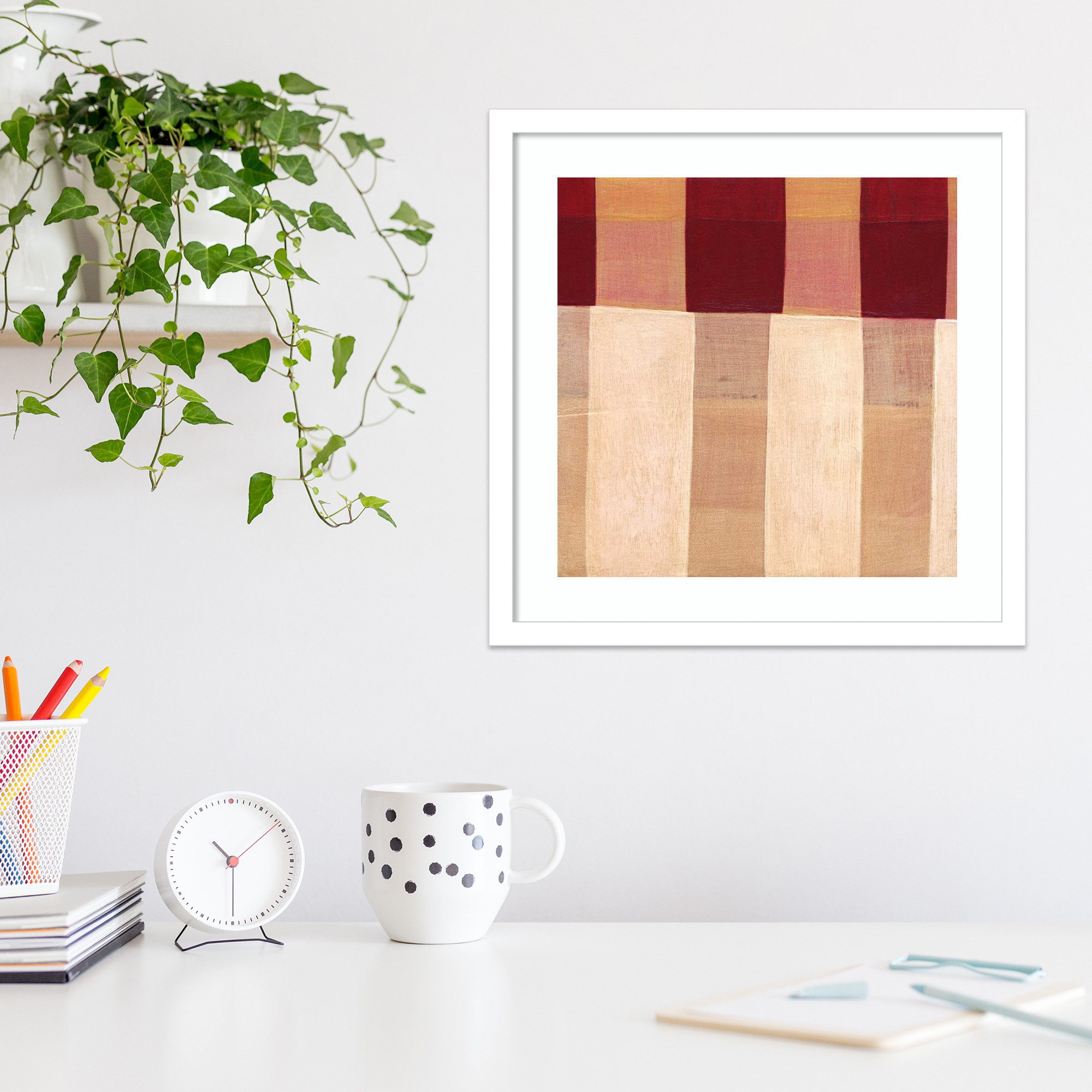 Broken Stripes 1 by Laura Nugent, 17" H x 17" W x 1" D, White