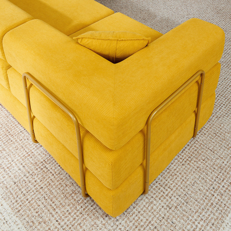 Canapé modulaire de 108 po avec méridienne en forme de L, canapé-lit désossé à assise profonde, canapés à compression en éponge sans assemblage, canapé-lit pliant moderne avec dossier amovible